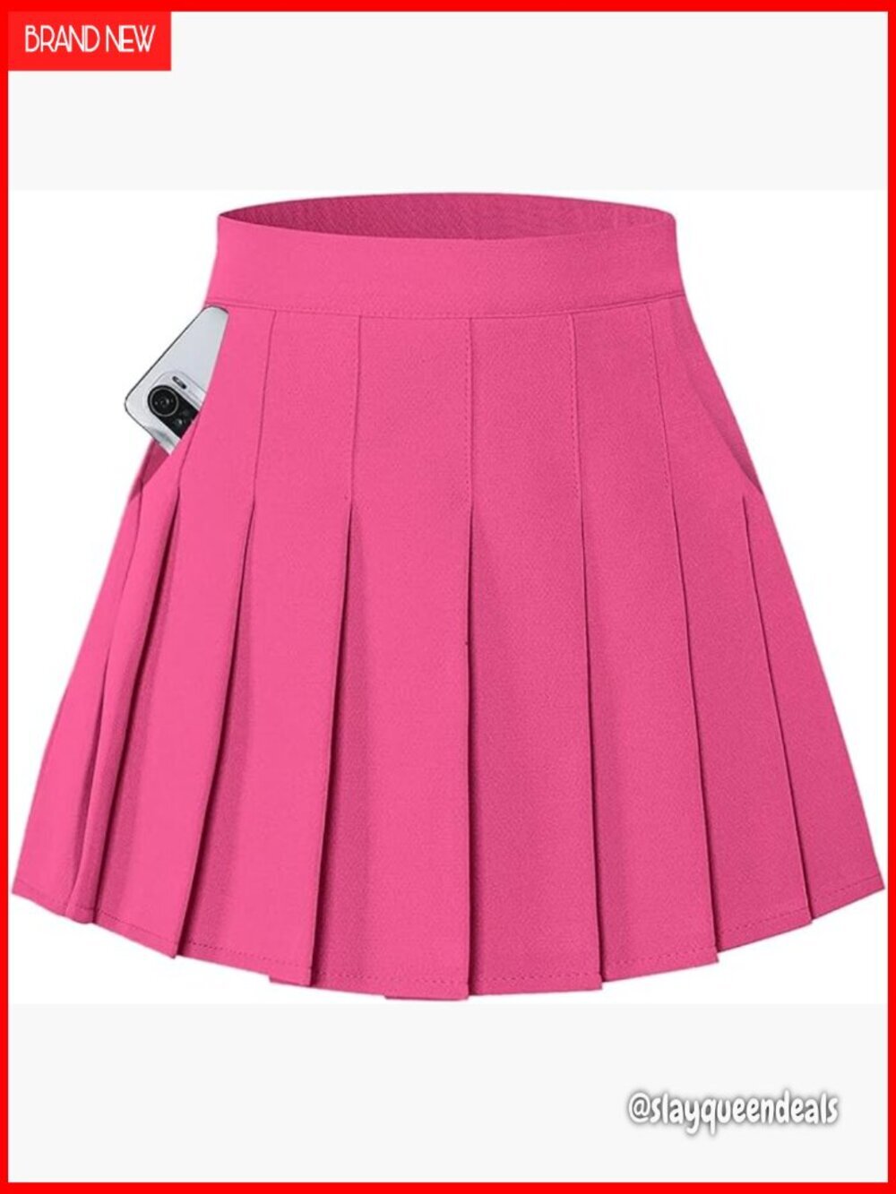 Plus Size Pleated Tennis Skirt with Attached Shorts, Elastic Waist